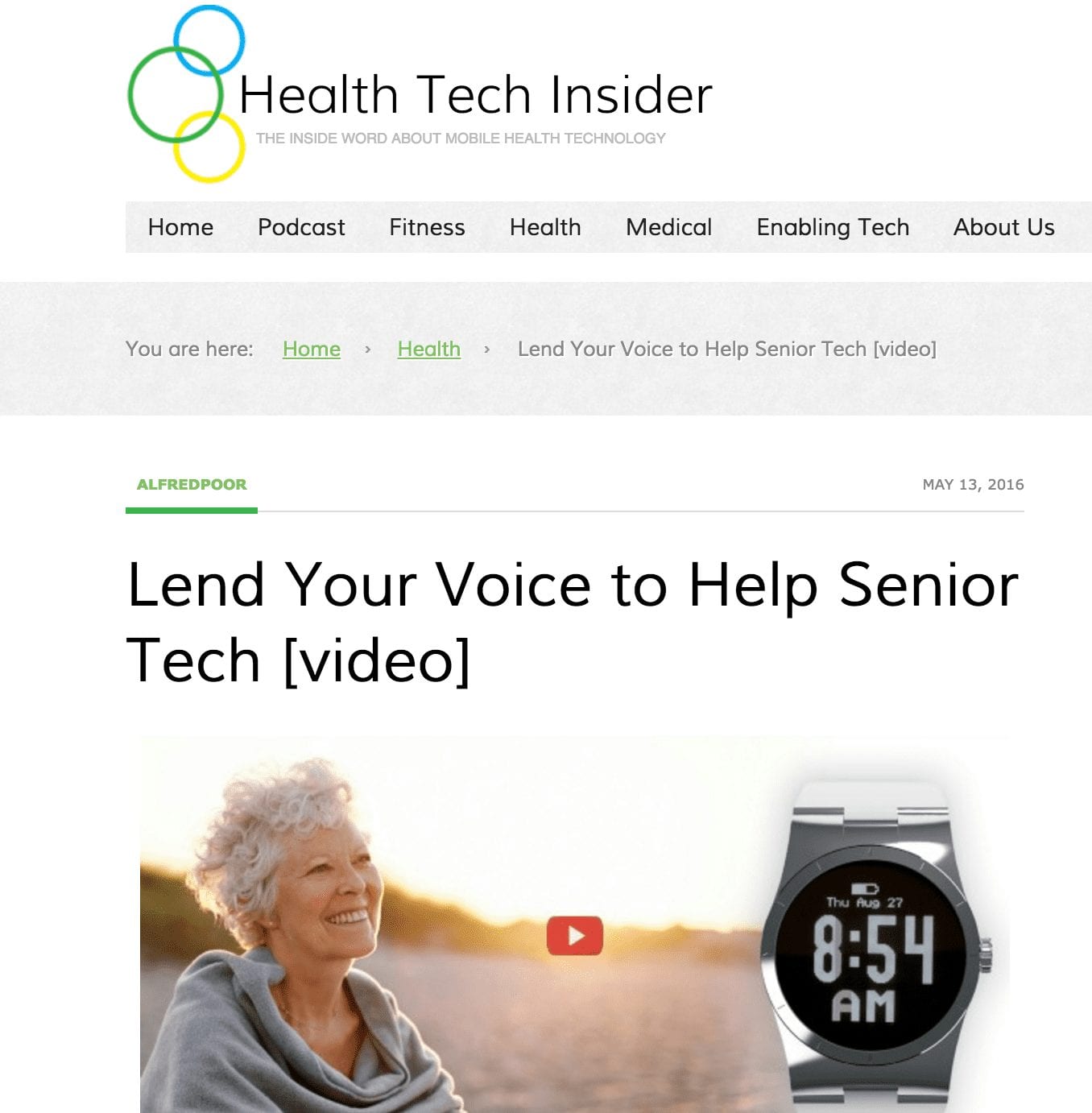 Health Tech Insider: Lend Your Voice to Help Senior Tech