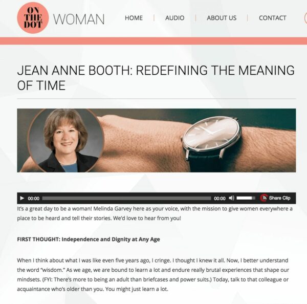 JEAN ANNE BOOTH: REDEFINING THE MEANING OF TIME