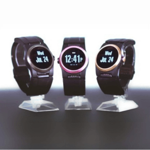 An image showing all three colors of the Kanega Watch: black, rose gold, and champagne gold.