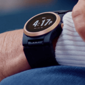 A close up of the Kanega Watch on a woman's wrist.