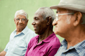 A group of senior men talking.