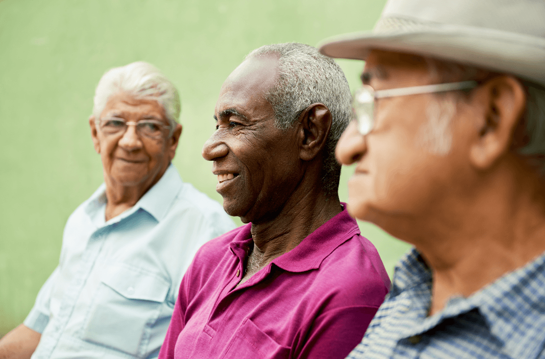 A group of senior men talking.