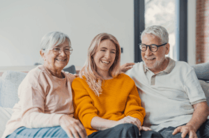Family talking about watches