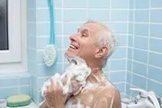 Elderly man in the shower