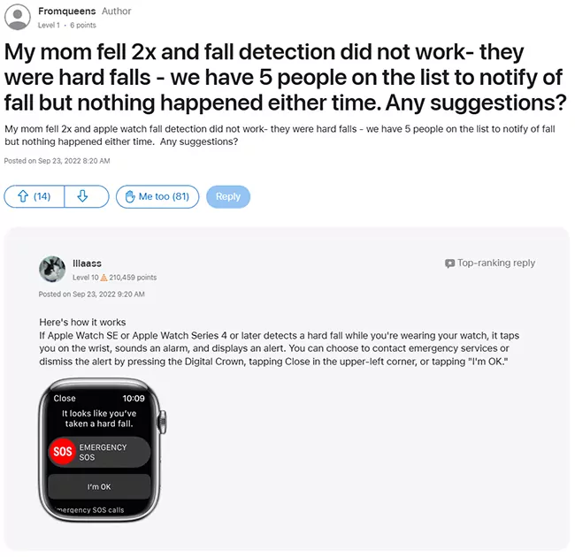 Apple watch failing to detect a fall